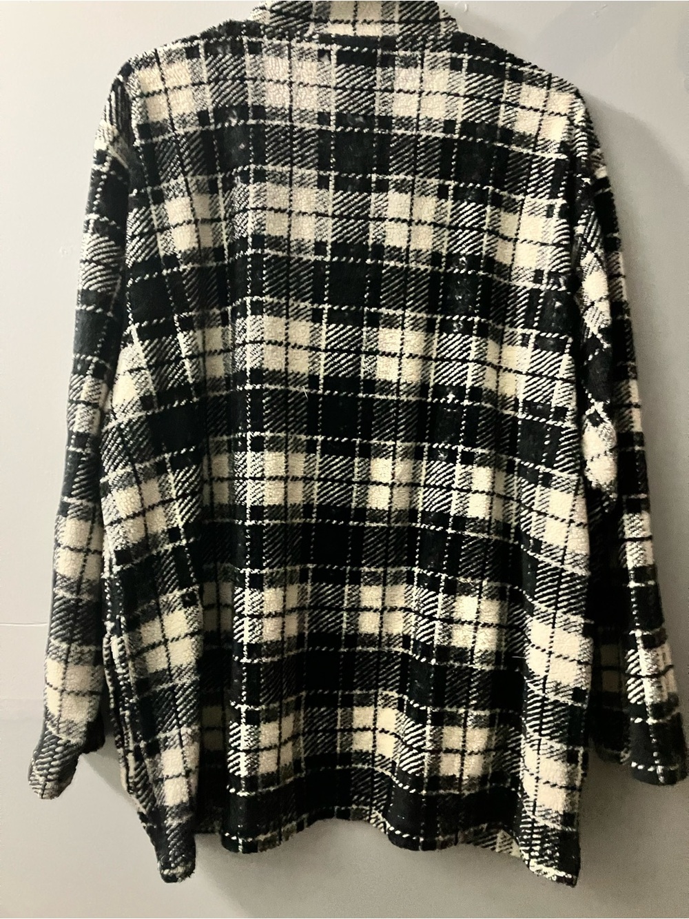 Liz Claiborne Black and White Plaid Half-Zip Sweater - Picture 3 of 4
